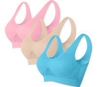 duxyoz Multipack Comfort Sports Bras for Women UK with Removable Pads Padded Bralette Plus Size Sleep Bras for Ladies Maternity Bra Wide Strap Brassiere for Yoga Running Jogging Gym L