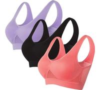duxyoz Multipack Comfort Sports Bras for Women UK with Removable Pads Padded Bralette Plus Size Sleep Bras for Ladies Maternity Bra Wide Strap Brassiere for Yoga Running Jogging Gym