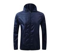 duxyoz Navy Waterproof Raincoat Windbreaker Thin Bicycle Rain Jackets With Hood Solid Color Plain Hoodie Packaway Rain Coats With Hoodie Quick Dry For Outdoor Use XXL