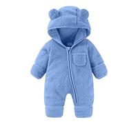 duxyoz Newborn Baby Boys Girls Bear Outfit Winter Hooded Romper Teddy Fleece Thermal Snowsuit Long Sleeve Cute Onsies Warm Footie One Piece Outerwear Zipper Winter Jumpsuit Coat 3-6 Months