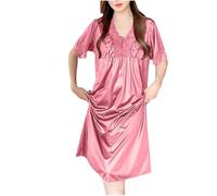 duxyoz Nightdresses For Women Uk Long Nighties Luxury Sexy V-Neck Nightgown Ladies Elegant Short Sleeve Nightwear Loose Fit Casual Maxi Dress Soft Sleepwear Loungewear Homewear Pajamas Summer