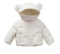 duxyoz Packable Boys Girls Puffer Jacket with Hood,Lightweight Windproof Padded Warm Winter Coat,Cute Turtleneck Hooded Quilted Jackets Snowsuit White 13-14 Years