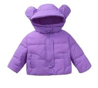 duxyoz Packable Boys Girls Puffer Jacket with Hood,Lightweight Windproof Padded Warm Winter Coat,Cute Turtleneck Hooded Quilted Jackets Snowsuit Purple 9-10 Years