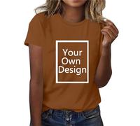 duxyoz Personalised T Shirt Summer Tops Short Sleeve Tunic Blouse Baggy Tees Soft Comfy Lounge Tops Personalised Birthday Gifts Custom T Shirts Design Funny Tee S Brown