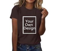 duxyoz Personalised T Shirt Summer Tops Short Sleeve Tunic Blouse Baggy Tees Soft Comfy Lounge Tops Personalised Birthday Gifts Custom T Shirts Design Funny Tee XXL Coffee