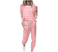 duxyoz Personalised Tracksuits for Women Custom Full Set 2 Piece Outfit Plus Size Personalised Co Ord Set Customized Sweatsuits Lounge Sets Add any Text Photo (UK, Alpha, S, Regular, Regular, Pink)