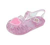 duxyoz Pink Girls Jelly Sandals - Soft Sole,Closed Toe,Nonslip,Lightweight,Waterproof,Clear Flats Jelly Shoes,Summer Casual Toddler Beach Shoes UK Size 12