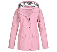 duxyoz Pink Ladies Jackets Size 20-22 Light Weight Hooded Breathable Waterproof Jacket Winter Coats For Women Uk Plus Size Solid Outdoor Sportswear With Hood Loose Tops Coat Spring L