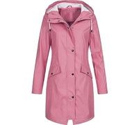 duxyoz Pink Ladies Lightweight Jacket Coat Premium Quality Hooded Long Coats And Jackets Waterproof Long Sleeve Windbreaker Water-Resistant Overcoat Outdoor Sportswear With Hood XXL