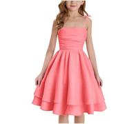 duxyoz Princess Dress Summer Beach Sundress School Party Dresses Elegant Shirred Flowy Dresses Breathable Sundress Casual Dress for Everyday Play,Birthday and School Events 10-11 Years