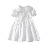 duxyoz Princess White Dress for Girl Solid Colour Sundress Lightweight Cotton Casual Summer Dresses A-Line Flowy Tween Girls Kids Toddler Swing Party Festive Dress Playwear Dresses Outfit 9-10 Years
