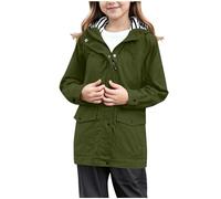 duxyoz Rain Coats For Kids Boys Girls Waterproof Jacket Ripstop Outer Rain Coat Lightweight Windproof Raincoat With Hood Hooded Windbreaker Outdoor Rainwear Breathable Softshell Jacket 15-16 Years