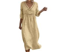 duxyoz Shirred Dresses for Women UK Plus Size Maxi Casual Dresses Beach Holiday Floaty Summer Dress for Over 50S Elegant Dress for Wedding Guest Night Out Festival 3XL