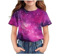duxyoz Short Sleeve T Shirts Kids Girls Trendy Graphic Crewneck Teenage Girls Tshirts Comfy Summer Casual Vacation Tops T-Shirts Loose Fit Tshirts Funny Jogging Athletic Tops Soft Feel 7-8 Years