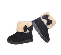 duxyoz Snow Boots for Girls Warm Winter Comfy Cute Durable Outdoor Princess Ankle Boots Faux Fur Lined Kids Non Slip Suede Leather School Flat Shoes Fleece Lined Booties UK Size 2