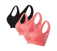 duxyoz Sports Bras Women 3 Pack High Impact Plus Size Padded Wireless Comfort Bras with Removable Pads Push Up Minimiser Bra Seamless Full Coverage Mesh Breathable Yoga Bralettes Ladies Bra