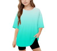 duxyoz Summer Tops for Kids Boys Girls Casual Short Sleeve T-Shirts Cute Gradient Comfy Basic Tee Shirt Loose Fit Round Neck Tunic Tees Baggy Oversized Fashion Y2k Clothes for Children 12-13 Years