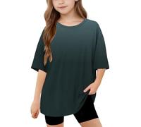 duxyoz Summer Tops for Kids Boys Girls Casual Short Sleeve T-Shirts Cute Gradient Comfy Basic Tee Shirt Loose Fit Round Neck Tunic Tees Baggy Oversized Fashion Y2k Clothes for Children 14-15 Years