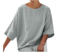 duxyoz Summer Tops for Women UK 3/4 Sleeve Crewneck T-Shirts Casual Solid Tunic Blouse Loose Fit Plain Basic Tee Shirts Ladies Tunic Tops Baggy Lightweight Dressy Blouse Oversized Pullover Tees XXL