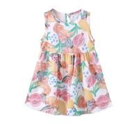 duxyoz Sundresses for Girl Flora Print Summer Dress Sleeveless Round Neck Casual Cotton Dresses Toddler Baby Girls Kids Lightweight Loose A-Line Beach Boho Sundress Sweet Cute Dress 3-4 Years