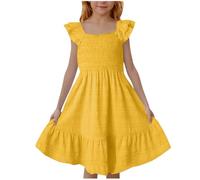 duxyoz Sundresses for Girl UK Birthday Party Dresses Fancy Dress for Kids Seersucker Midi Dress Beach Dresses Girls' Sundress Spring