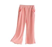 duxyoz Toddler Baby Girl Kids Flared Trousers Elastic Waisted Bell Bottom Casual Flare Leggings Boot Cut Yoga Pants Solid Color Ribbed Ruffle Comfy Lounge Pant Summer Pajamas Bottoms 1-2 Years