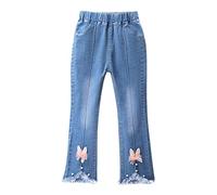 duxyoz Toddler Girl Kids Flared Denim Trousers High Waisted Jeans Pants Raw Hem Bell Bottom Fashion Cute Sweet Flare Casual Pants Wide Leg Trouser Leggings Spring Summer Clothes 2-3 Years