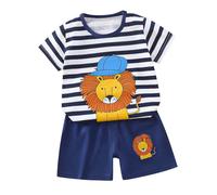 duxyoz Toddler Kids Baby Boys Girls 2 Piece Loungewear Sets Cute Cartoon Printed Cotton Clothing Set Playwear Summer Clothes Casual Loose Fit Shorts and T Shirts Lounge Sets Outfit 3-4 Years