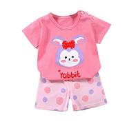 duxyoz Toddler Kids Baby Boys Girls 2 Piece Loungewear Sets Cute Cartoon Printed Cotton Clothing Set Playwear Summer Clothes Casual Loose Fit Shorts and T Shirts Lounge Sets Outfit 18-24 Months