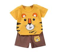 duxyoz Toddler Kids Baby Boys Girls 2 Piece Loungewear Sets Cute Cartoon Printed Cotton Clothing Set Playwear Summer Clothes Casual Loose Fit Shorts and T Shirts Lounge Sets Outfit 3-4 Years