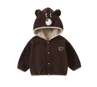 duxyoz Toddler Kids Fleece Hooded Jacket - Soft,Warm,Cozy,Button Up,Casual,Cute Casual Outwear for Kids Winter Coat Coffee 6-7 Years