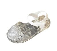 duxyoz White Jelly Sandal for Girls - Adjustable Buckle,Waterproof,Soft Sole,Closed Toe,Comfortable,Lightweight,No-Slip,Summer Fisherman Jelly Sandals School Shoes for All Day Wear UK Size 10.5