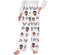 duxyoz White Personalised Gifts For Kids Custom Photo Pyjama Pants Personalised Pyjamas With Photo Customised Face Pj Pants Bottoms Gifts For Kids Children Funny Family Matching Set 13-14 Years