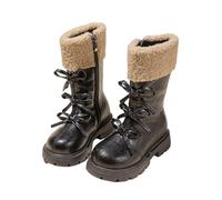 duxyoz Winter Booties for Kids Girls Side Zipper Ankle Booties Bow Low Heel Outdoor Warm Shoes for Horse Riding Party UK Size 9