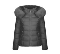 duxyoz Winter Coats For Women Uk Hooded Warm Quilted Lightweight Puffer Jacket Thicken Cotton Jacket With Faux Fur Hood Casual Fitted Overcome Outdoor Parka Coat Ladies Padded Down Jackets Size 10
