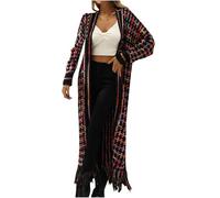 duxyoz Women Boho Cardigan Sweater Long Open Front Fringed Tassels Maxi Cardigan Jacket Elegant Loose Knit Sweaters Colourful Lightweight Oversized Outwear Festival Clothes Purple M