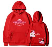 duxyoz Women Ladies Oversized Hoodie Top With Front Pockets Fleece Jacket Long Sleeve Christmas Printed Hoodies Casual Comply Pullover Sweatshirts With Pockets For Unisex Adult Women Men 01Red XXL
