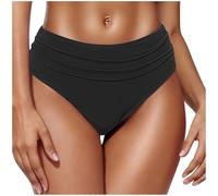 duxyoz Women's Bikini Bottoms High Waisted Swim Trunks TumControl Swimming Brief Panties Bathing Suit Full Coverage Swim Bottom Swimsuit Swimwear Ladies (UK, Alpha, S, Regular, Regular, Black)