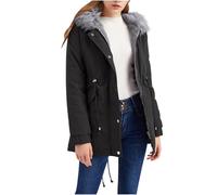 duxyoz Women'S Coats Fleece Jacket Winter Faux Fur Hooded Jackets Warm Fleece Lined Ladies Coats Plush Windproof Parka Outerwear Long Sleeve Zip Up Winter Coat Outdoor Windbreaker 01 Black