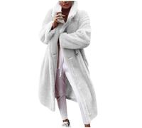 duxyoz Womens Faux Fur Trench Coat Fleece Sherpa Long Jacket Warm Winter Fluffy Overcoat Teddy Coats Thermal Plush Outwear Casual Loose Oversized Open Front Cardigan Lapel Fuzzy Coat