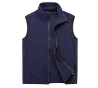 duxyoz Women'S Fleece Vest Teddy Fleece Gilets Sleeveless Zipper Waistcoat Solid Color Body Warmer Casual Thermal Gilets Lightweight Cozy Ladies Stand Collar Short Jacket 03 Navy L