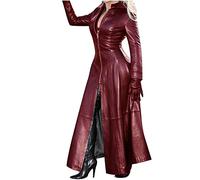 duxyoz Womens Full Length Trench Coat Faux Leather Coat Ladies Windbreaker Winter Solid Long Overcoat Jacket Zip Up Sexy Dress Body Clubwear Windbreaker Windproof Overcoat Topcoats