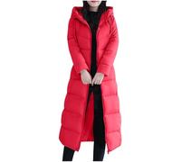 duxyoz Women'S Long Winter Coat Padded Puffer Coat Warm Cotton Quilted Jacket Parka Hooded Maxi Puffer Jacket Solid Slim Fit Overcoat Outerwear Windproof Lightweight Softshell 01 Red 5XL
