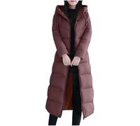 duxyoz Women'S Long Winter Coat Padded Puffer Coat Warm Cotton Quilted Jacket Parka Hooded Maxi Puffer Jacket Solid Slim Fit Overcoat Outerwear Windproof Lightweight Softshell 01 Coffee M