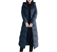 duxyoz Women'S Long Winter Coat Padded Puffer Coat Warm Cotton Quilted Jacket Parka Hooded Maxi Puffer Jacket Solid Slim Fit Overcoat Outerwear Windproof Lightweight Softshell 01 Black M