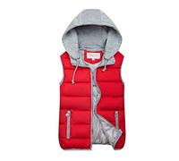 duxyoz Womens Quilted Gilet Casual Hooded Vest Coat Warm Winter Coat With Hood Padded Sleeveless Quilted Jacket Outdoor Waistcoats Classic Lightweight Windproof Bodywarmer With Pocket 01 Red XXL