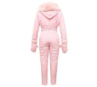 duxyoz Women'S Ski Suits Snowsuit Onesie Ski Overall Waterproof Windproof Winter Warm Hooded Snowboard Skisuit Casual Thick Sports Outdoor Jumpsuit Insulated Snowboarding Snowsuit Pink 3XL