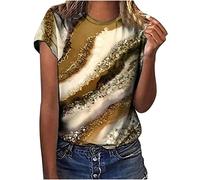 duxyoz Women's T-Shirt Summer Short Sleeve Tie-Dye Print Crew Neck Tops Casual Loose Blouse Shirts Cute Graphic T Shirt Tunics Tops Harajuku Female Round Neck Tunic Elegant Tees