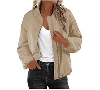 duxyoz Womens Winter Jackets Zip Up Quilted Bomber Jacket Lightweight Cropped Coats Long Sleeve Warm Flight Jackets Solid Sport Jacket Casual Loose Windbreaker Military Outerwear 01 Beige S