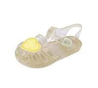 duxyoz Yellow Girls Jelly Sandals - Soft Sole,Closed Toe,Nonslip,Lightweight,Waterproof,Clear Flats Jelly Shoes,Summer Casual Toddler Beach Shoes UK Size 12
